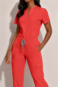 Orange V Neck Scrub Uniform Set