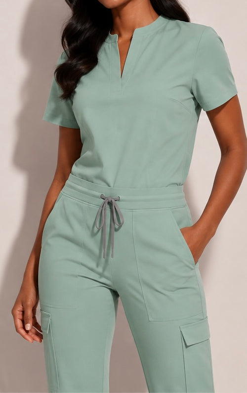 Light Green V Neck Scrub Uniform Set